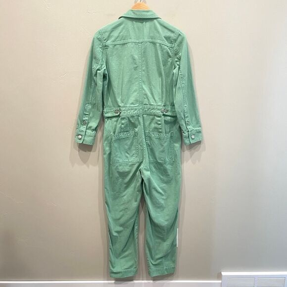 Madewell Garment-Dyed Relaxed Coverall Jumpsuit Pale Evergreen - Size: Small - Picture 4 of 13